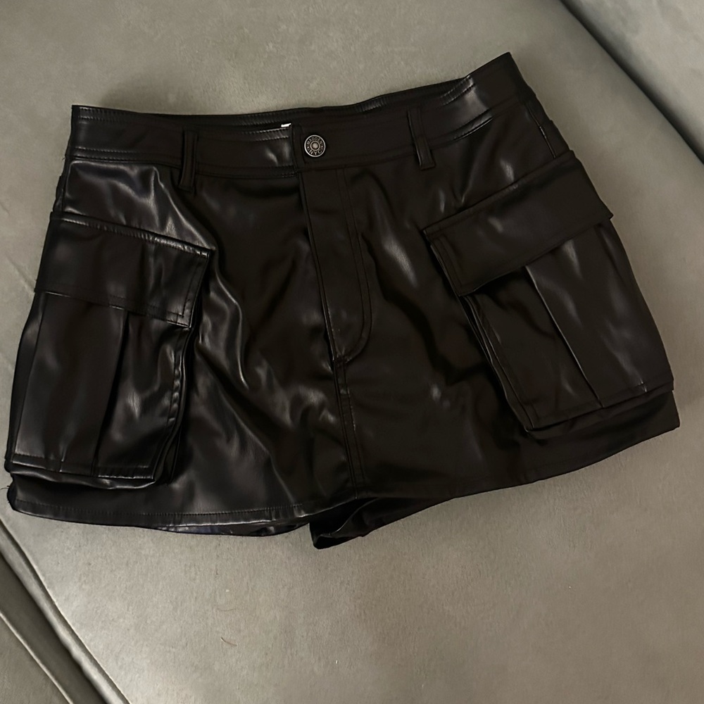 Sleek Faux Leather Skort in Black